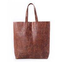 Жіноча шкіряна сумка POOLPARTY City (leather - city - croco - brown)