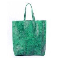 Жіноча шкіряна сумка POOLPARTY City (leather - city - croco - green)