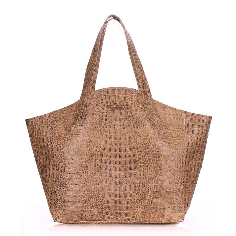 Жіноча шкіряна сумка POOLPARTY Fiore (poolparty - fiore - crocodile - beige)