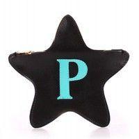 Шкіряний клатч-косметичка POOLPARTY STAR (star - black - blue)
