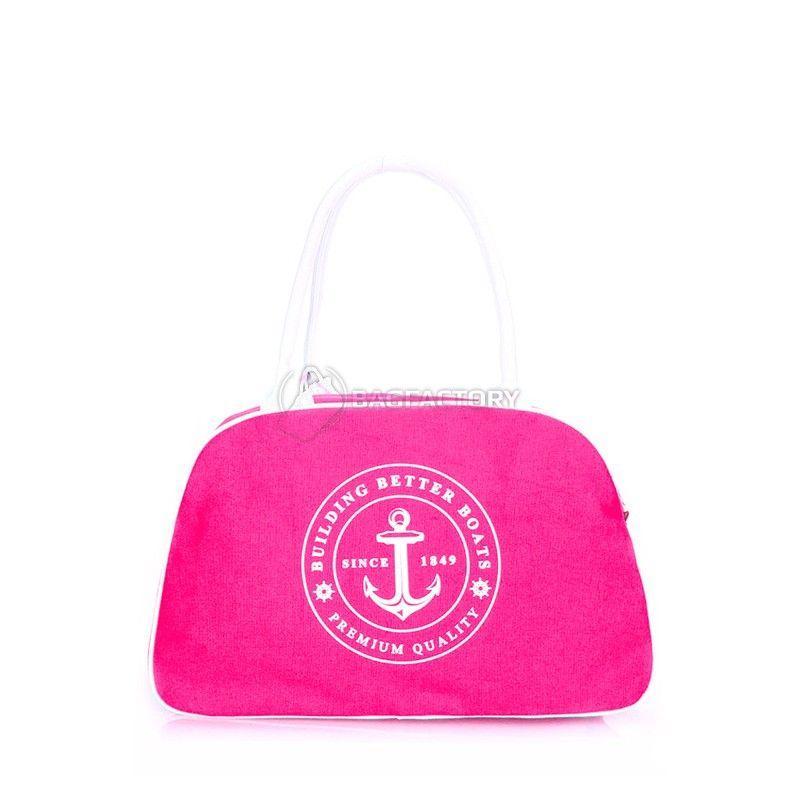 Жіноча коттонова сумка-саквояж POOLPARTY (pool - 16 - yachting - pink)
