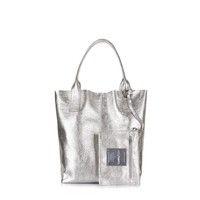 Жіноча срібляста шкіряна сумка POOLPARTY Podium (podium - silver)