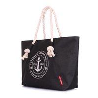 Жіноча коттонова сумка POOLPARTY з морським принтом (breeze - oxford - black)