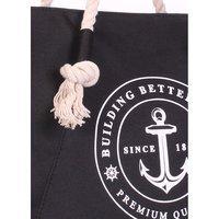 Жіноча коттонова сумка POOLPARTY з морським принтом (breeze - oxford - black)