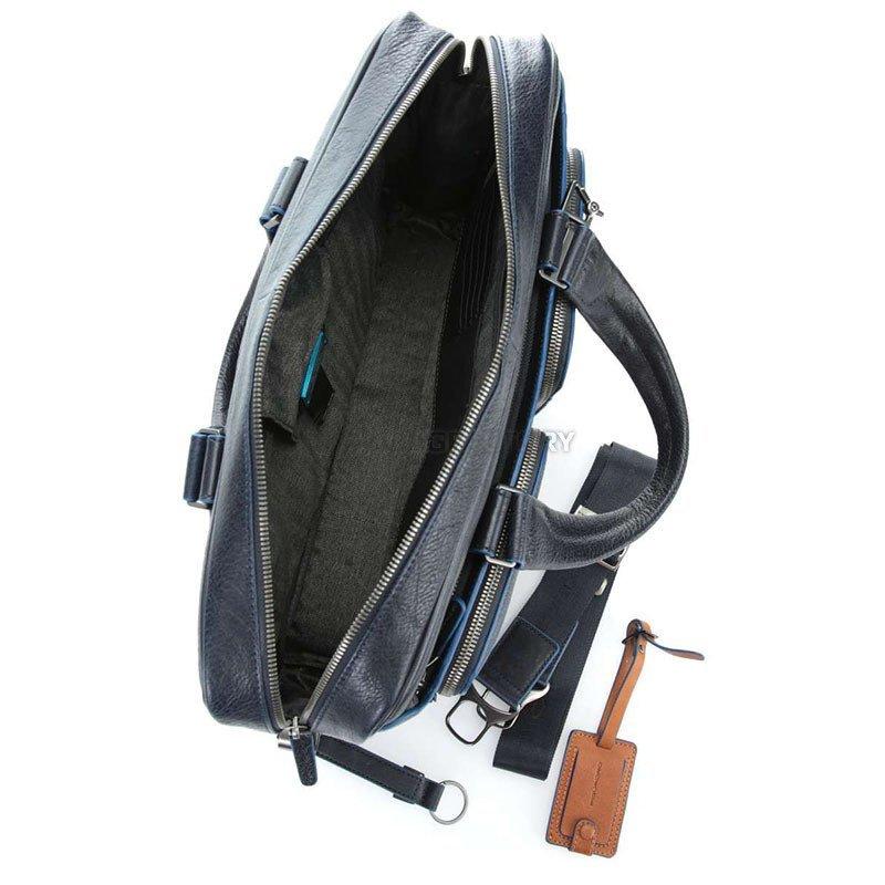 Чоловіча шкіряна сумка Piquadro B2S Blue для документів з відділ. д/ноут14