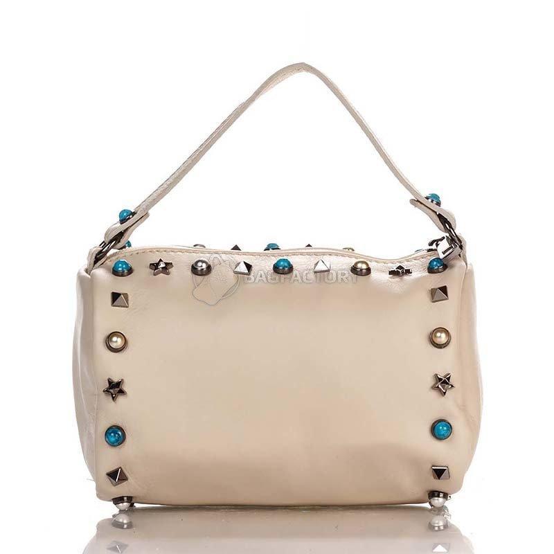 Жіноча шкіряна сумка Italian bags Молочний (1519_milk)