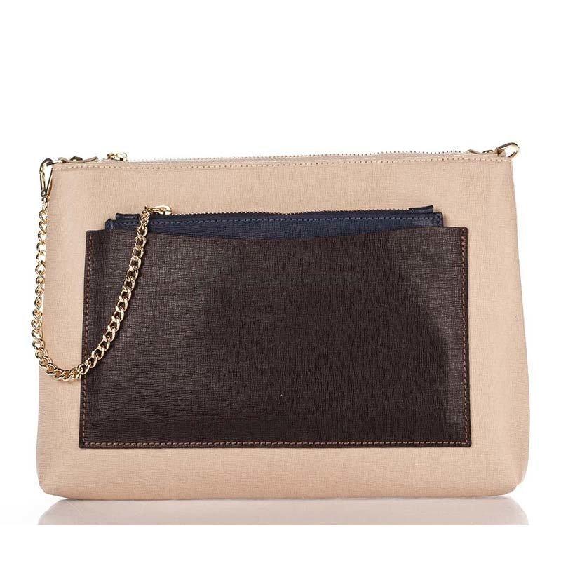 Жіноча шкіряна сумка-клатч Italian bags Бежевий (7808_beige)