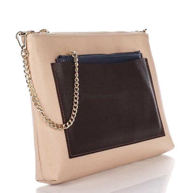 Жіноча шкіряна сумка-клатч Italian bags Бежевий (7808_beige)