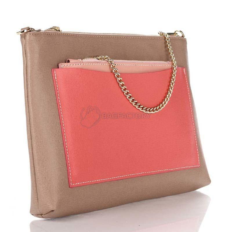 Жіноча шкіряна сумка-клатч Italian bags Кавовий (7808_cafe)