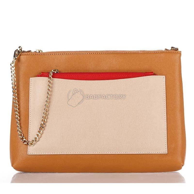 Жіноча шкіряна сумка-клатч Italian bags Коньячний (7808_cuoio)