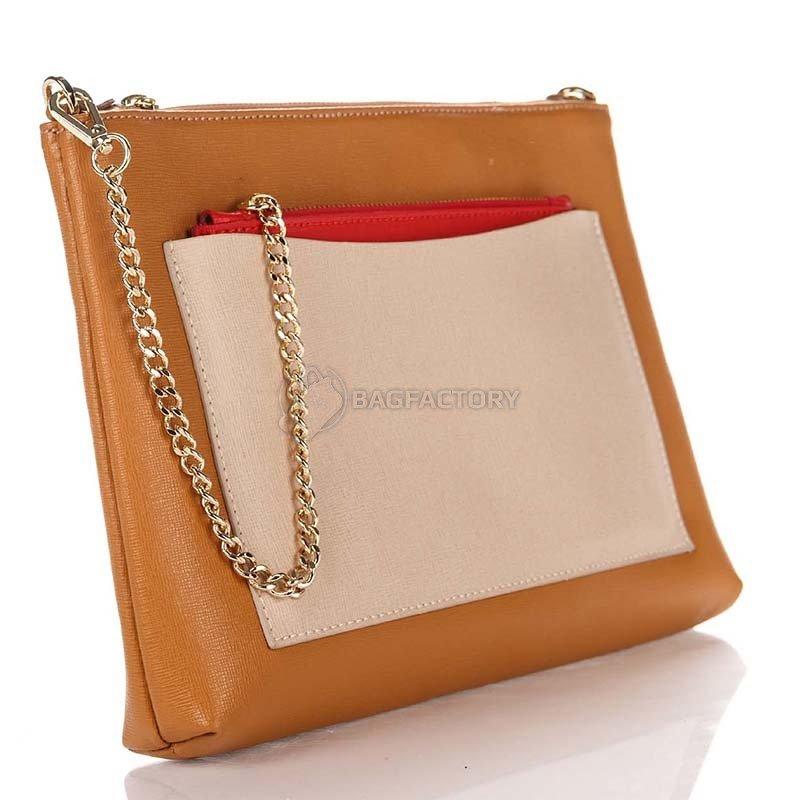 Жіноча шкіряна сумка-клатч Italian bags Коньячний (7808_cuoio)