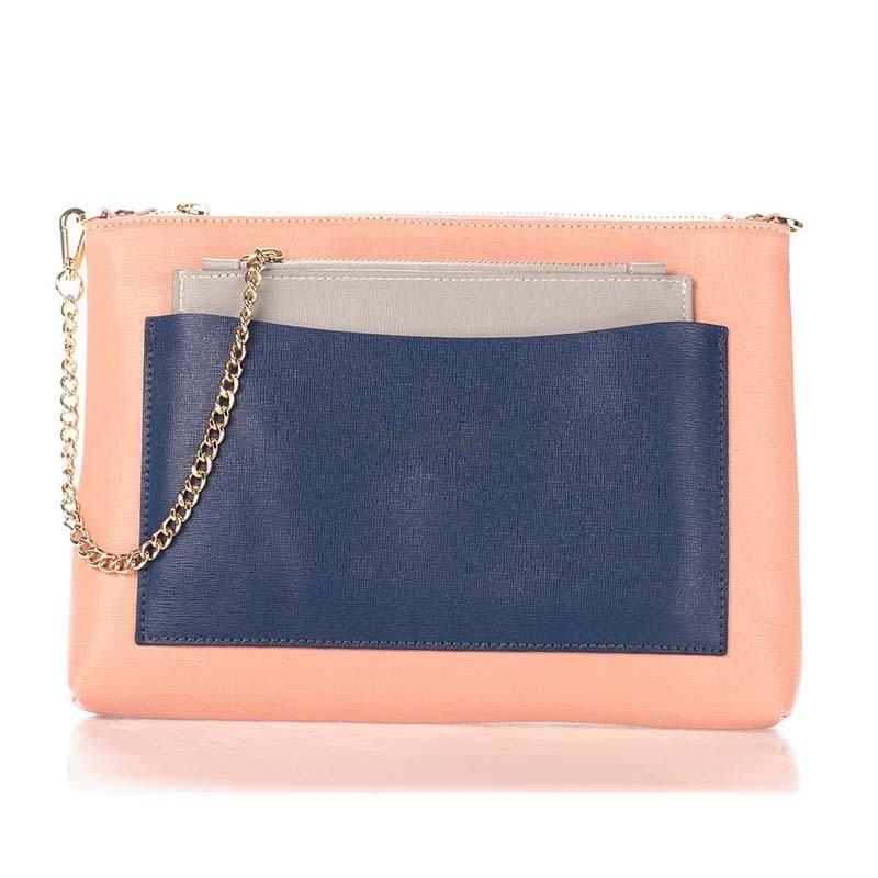 Жіноча шкіряна сумка-клатч Italian bags Рожевий (7808_white_roze)