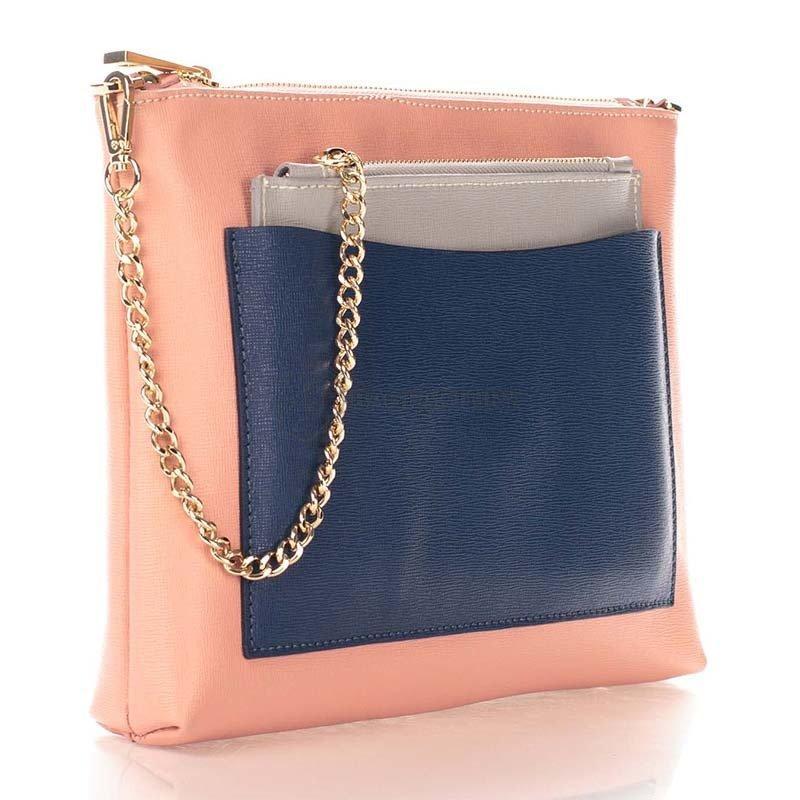 Жіноча шкіряна сумка-клатч Italian bags Рожевий (7808_white_roze)