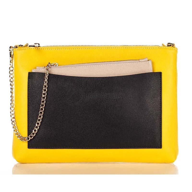 Жіноча шкіряна сумка-клатч Italian bags Жовтий (7808_yellow)