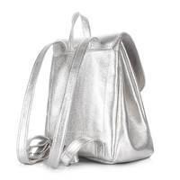 Міський шкіряний рюкзак на зав'язках Poolparty Paris Сріблястий 9л (paris - silver)
