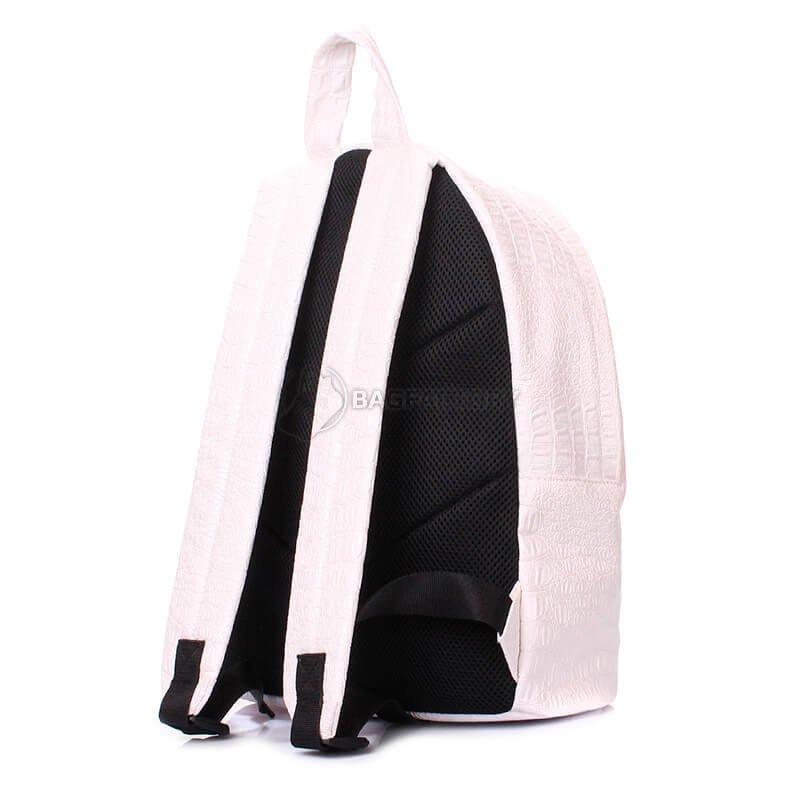 Міський рюкзак Poolparty з тисненням під крокодила Білий (backpack - croco - white)