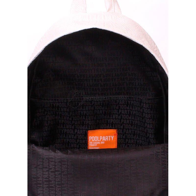 Міський рюкзак Poolparty з тисненням під крокодила Білий (backpack - croco - white)