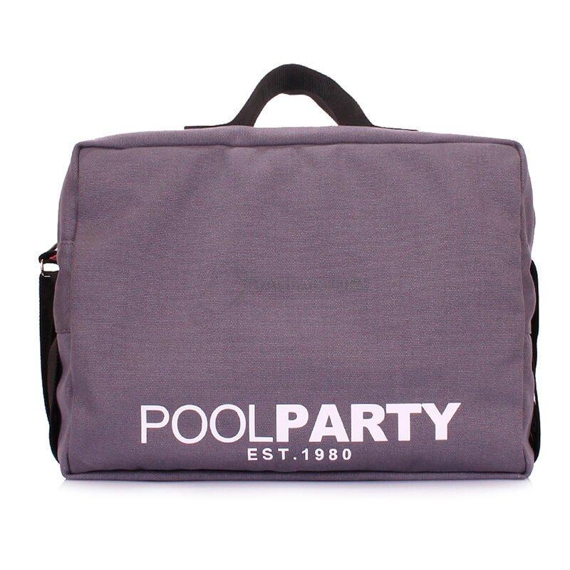 Дорожня коттоновая сумка Poolparty з ременем на плече Сірий (original - grey)