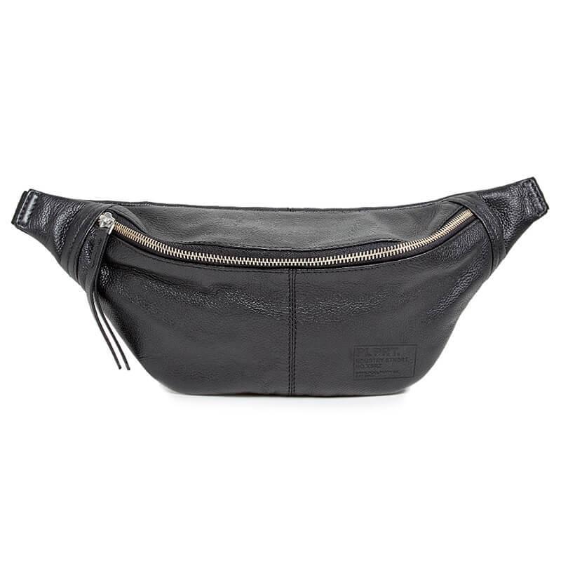 Поясна шкіряна сумка-бананка Poolparty PLPRT (waistbag - leather - black)