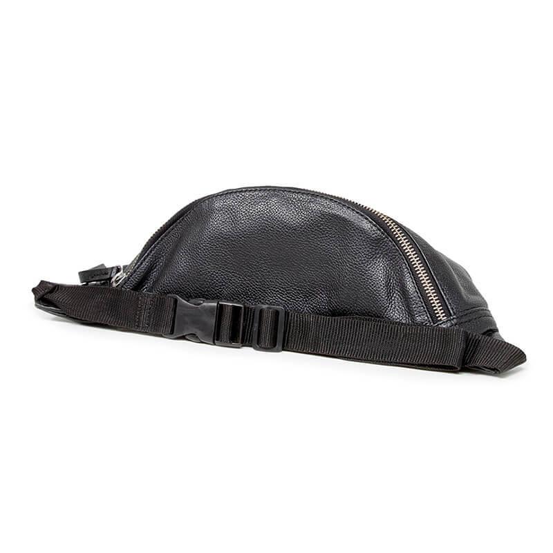 Поясна шкіряна сумка-бананка Poolparty PLPRT (waistbag - leather - black)