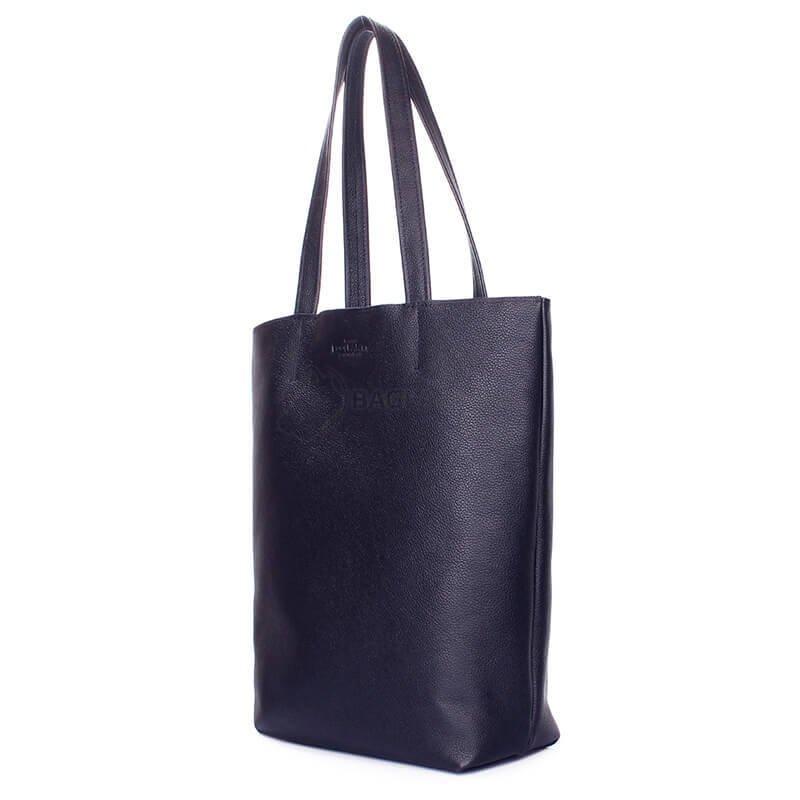 Жіноча шкіряна сумка-шоппер Poolparty Iconic Темно-синя (iconic - darkblue)