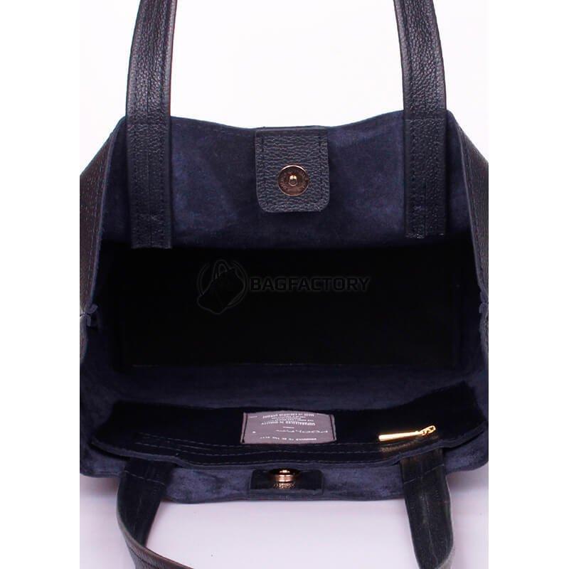 Жіноча шкіряна сумка-шоппер Poolparty Iconic Темно-синя (iconic - darkblue)