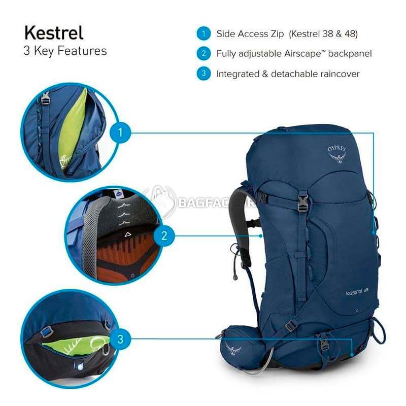 Туристичний рюкзак Osprey Kestrel 38 Black S/M (009.1870)
