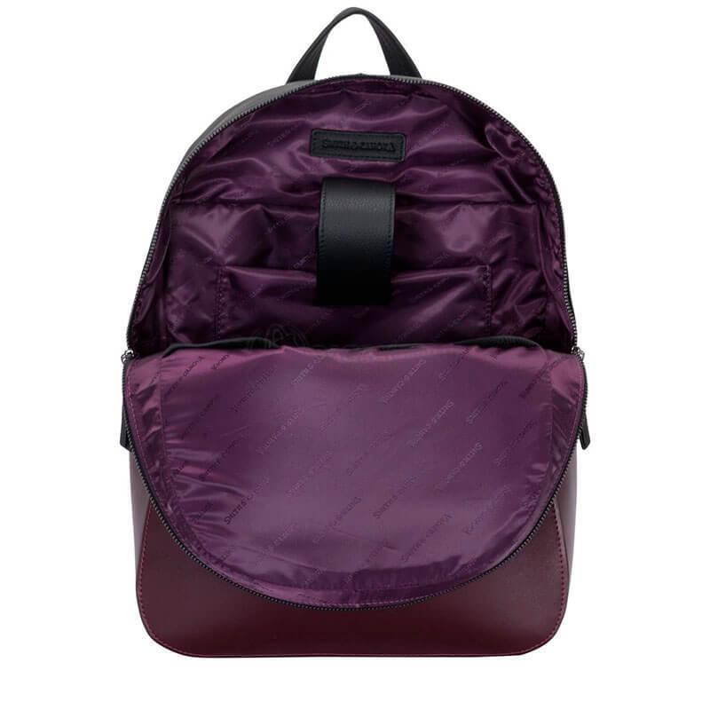 Міський шкіряний рюкзак Smith & Canova Francis Black - Burgundy (92901 BLK - BRG)