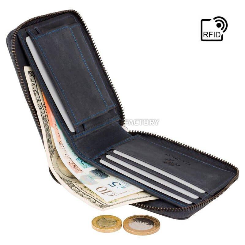 Портмоне чоловіче шкіряне Visconti Bullet Синій (702 OIL BLUE)