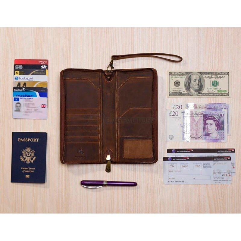 Портмоне дорожнє шкіряне Visconti Wing із захистом RFID Синій (728 OIL BLUE)