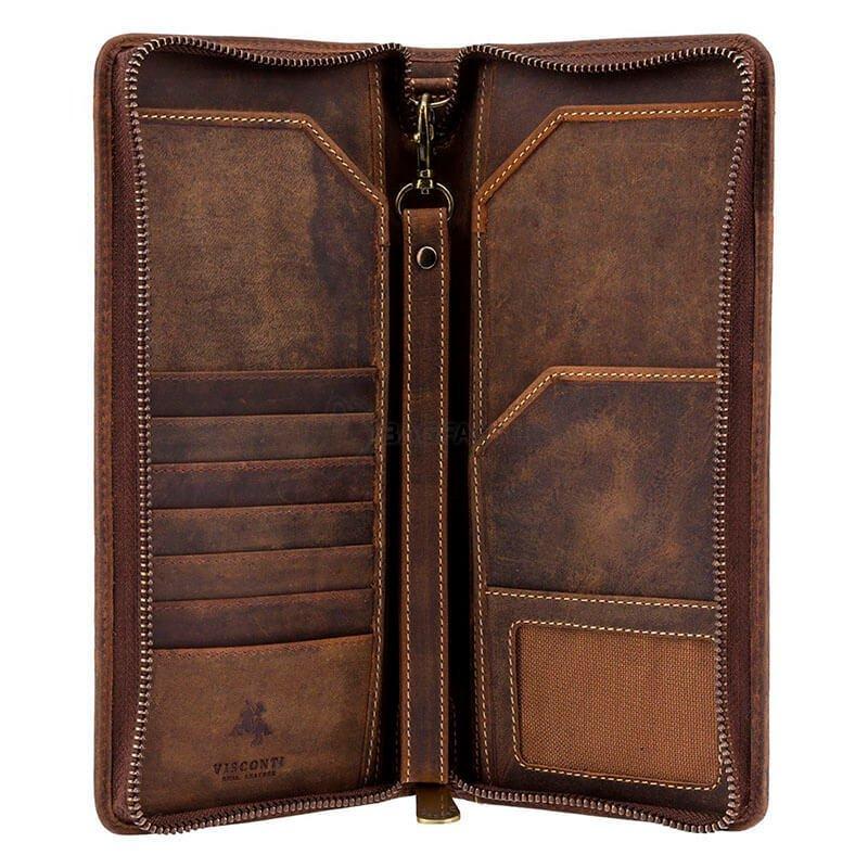 Портмоне дорожнє шкіряне Visconti Wing із захистом RFID Коричневий (728 OIL TAN)