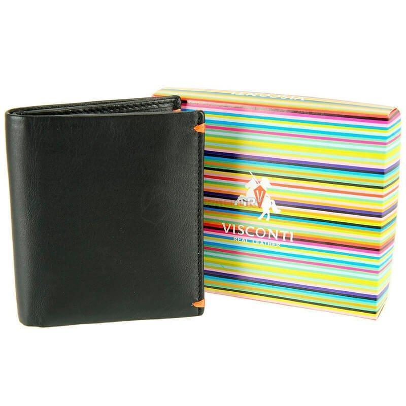 Портмоне чоловіче шкіряне Visconti Brig Black/Orange (AP61 BLK/ORG)