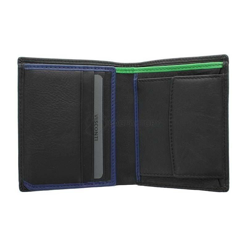 Портмоне чоловіче шкіряне Visconti Dr.No Black/Blue/Green (BD22 BK/CB/GRN)