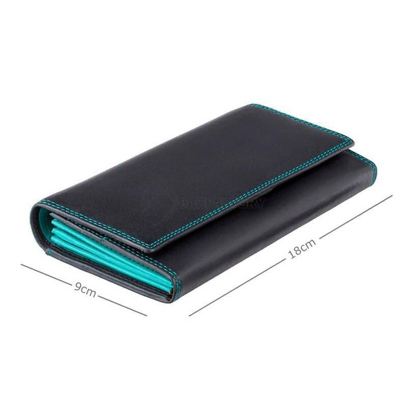 Гаманець жіночий шкіряний Visconti Topaz Black/Aqua (CD21 BLK/AQUA)