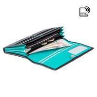 Гаманець жіночий шкіряний Visconti Topaz Black/Aqua (CD21 BLK/AQUA)