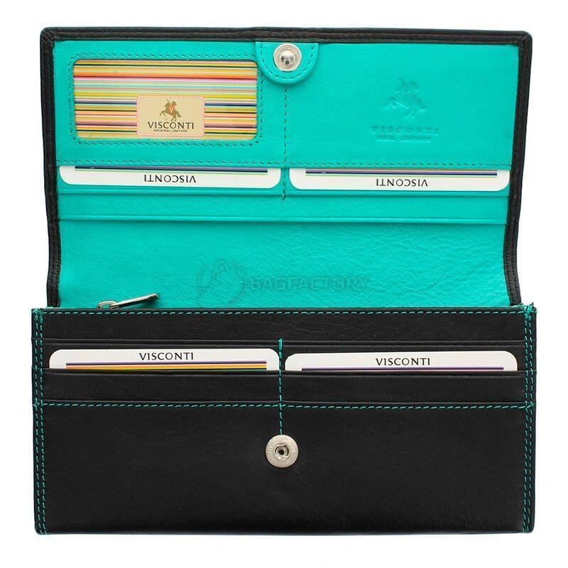 Гаманець жіночий шкіряний Visconti Topaz Black/Aqua (CD21 BLK/AQUA)