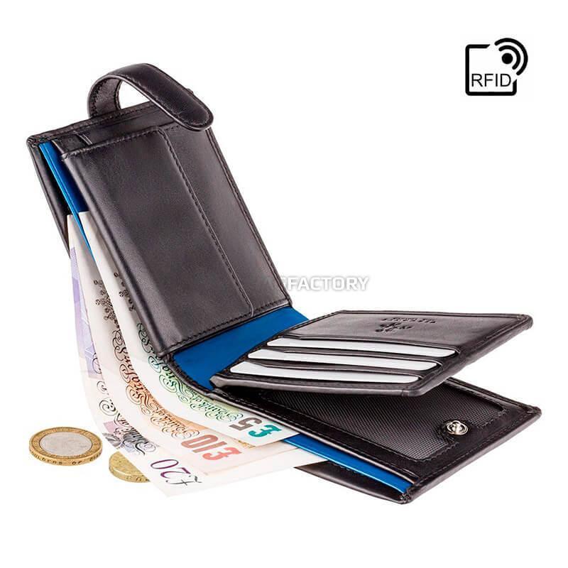 Портмоне чоловіче шкіряне Visconti Leonardo Black/Cobalt (PM102 BLK/BLUE)