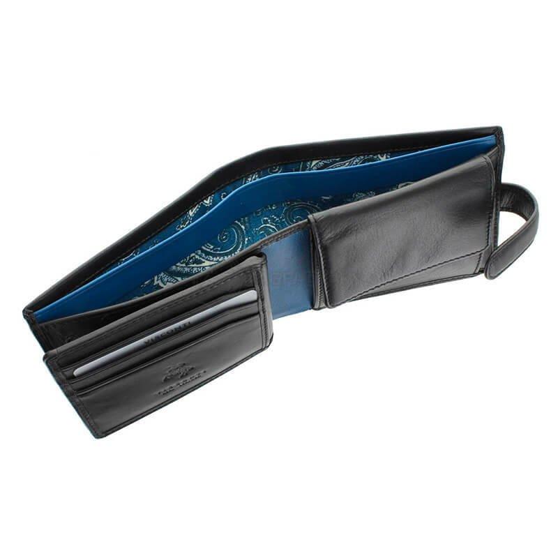 Портмоне чоловіче шкіряне Visconti Leonardo Black/Cobalt (PM102 BLK/BLUE)