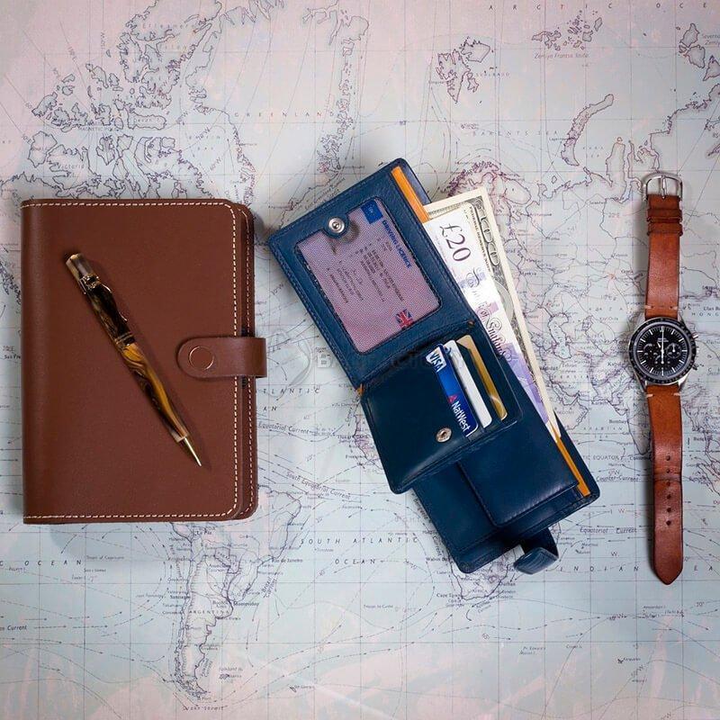 Портмоне чоловіче шкіряне Visconti Leonardo Black/Cobalt (PM102 BLK/BLUE)