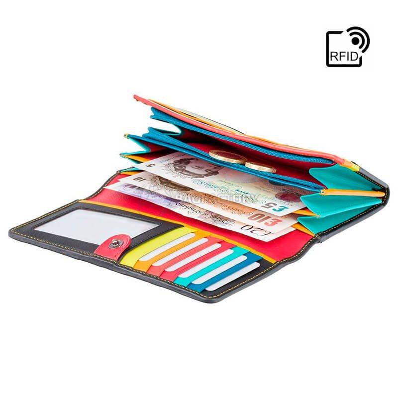 Гаманець жіночий шкіряний Visconti Kos Black Multi Santorini (STR4 BLK MULTI)