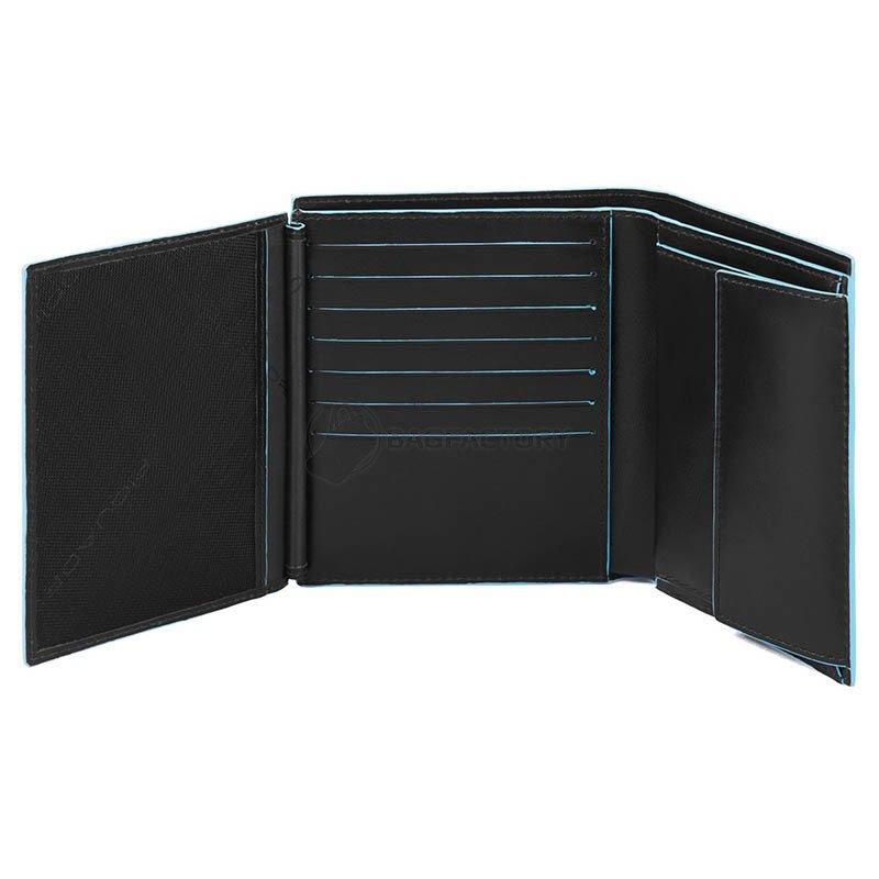 Портмоне Piquadro Blue Square Black з відділ. для монет і 14 кред.карт з RFID захистом (PU4859B2R_N)