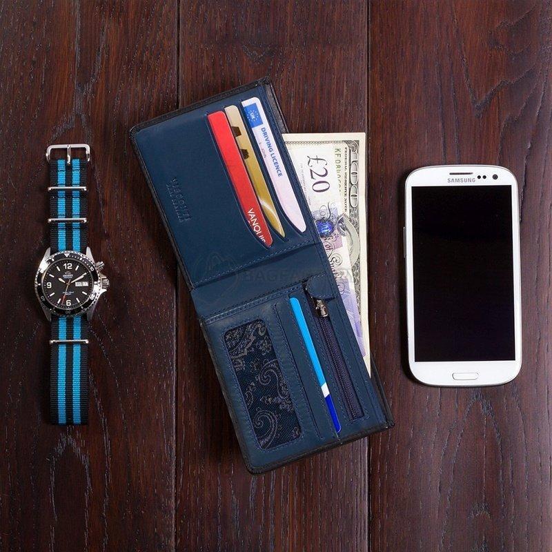 Портмоне чоловіче шкіряне Visconti Tap'n'Go Black - Steel Blue з RFID (VSL33 BK/ST BL)