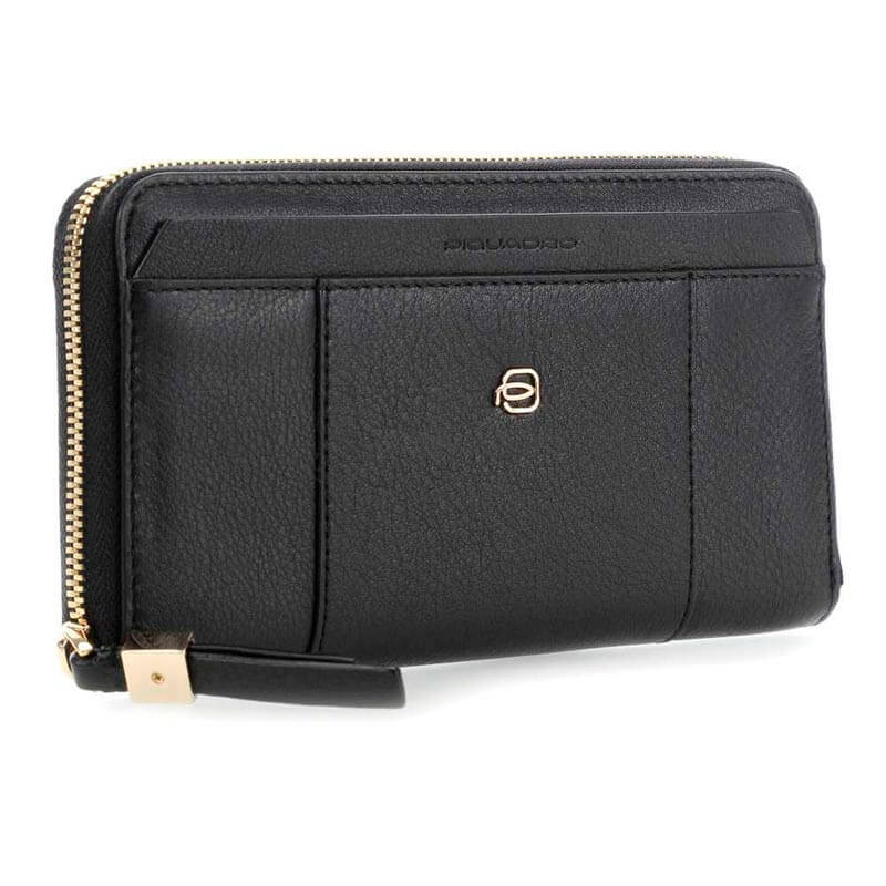 Портмоне шкіряне Piquadro Circle Black на блискавці з RFID захистом (PD1515W92R_N)