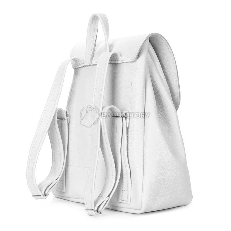 Міський шкіряний рюкзак Poolparty Paris на зав'язках Білий (paris - white)