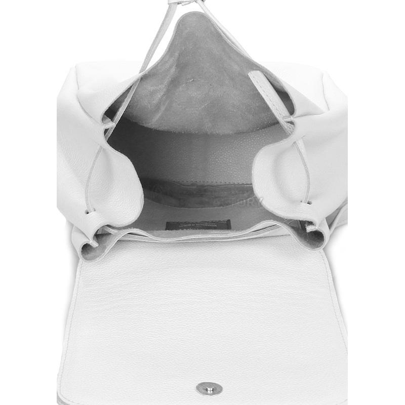 Міський шкіряний рюкзак Poolparty Paris на зав'язках Білий (paris - white)