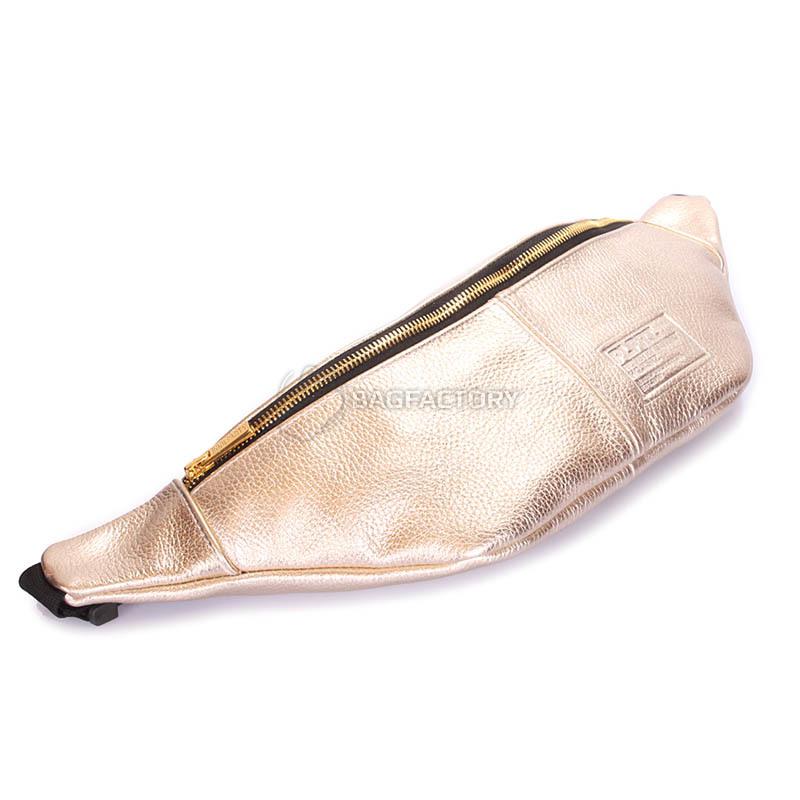 Поясна шкіряна сумка Poolparty PLPRT Золотистий (waistbag - leather - gold)