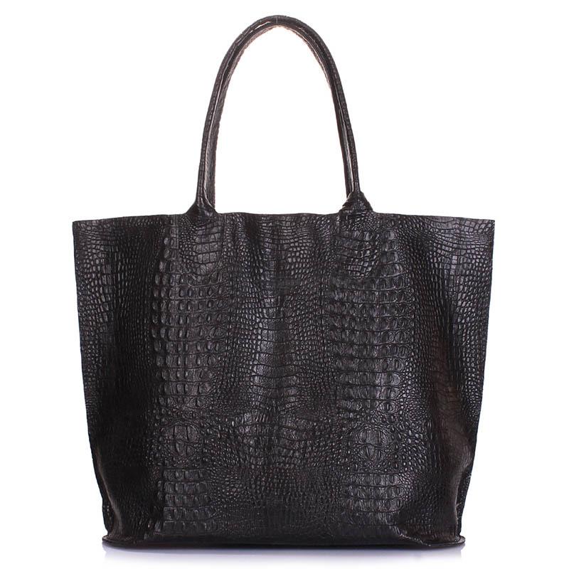Жіноча шкіряна сумка Poolparty Amphibia Чорна (amphibia - croco - black)