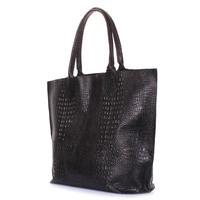 Жіноча шкіряна сумка Poolparty Amphibia Чорна (amphibia - croco - black)