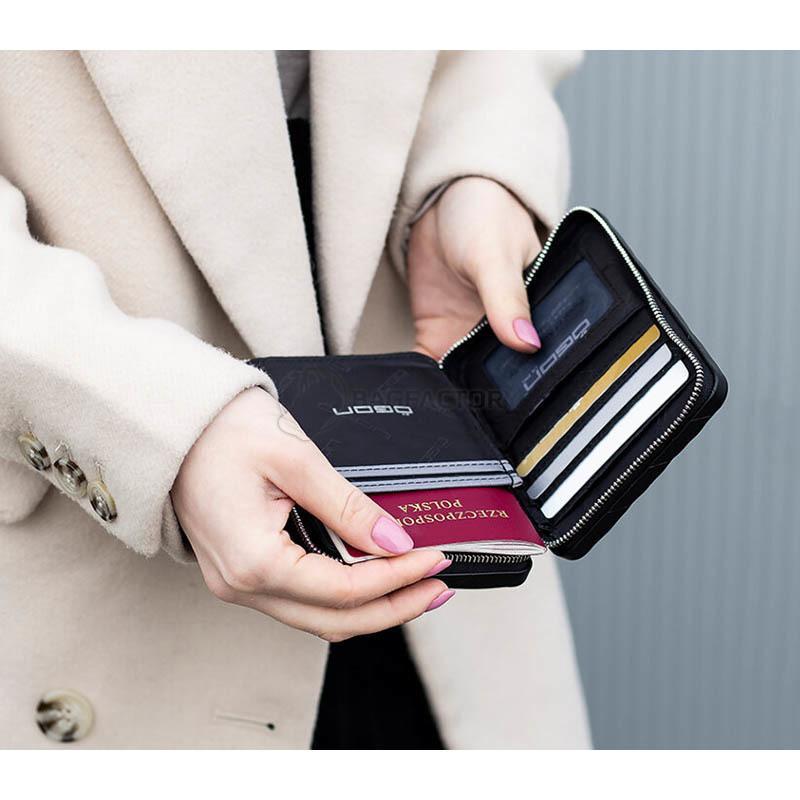 Портмоне алюмінієве Ogon Quilted Passport на блискавці Чорний (QP_Black)