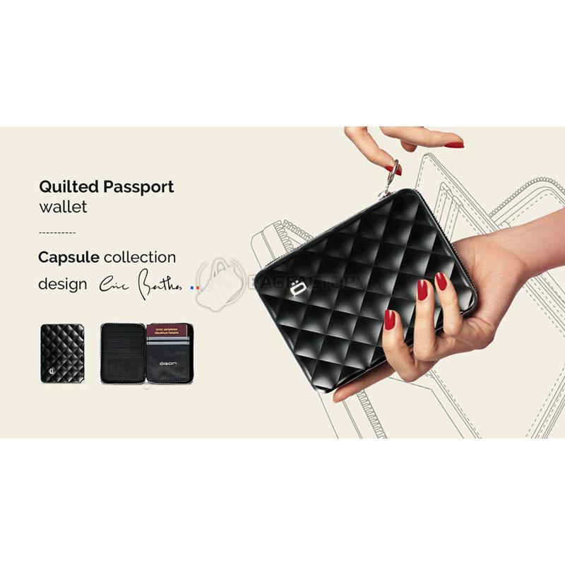 Портмоне алюмінієве Ogon Quilted Passport на блискавці Чорний (QP_Black)
